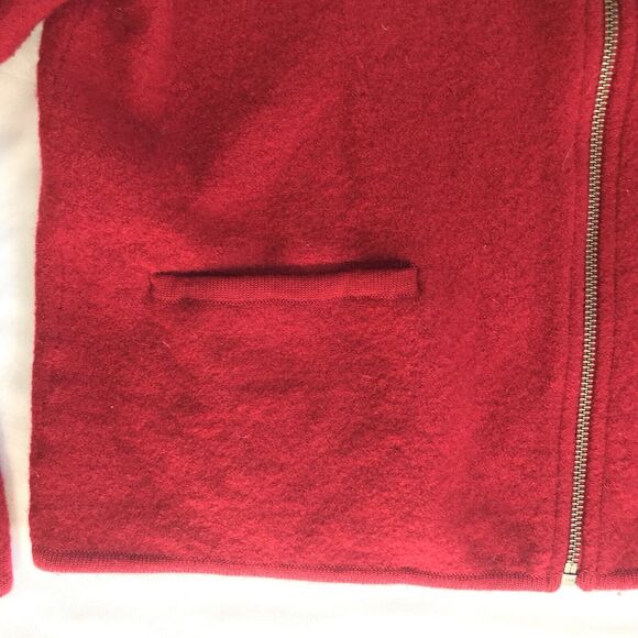 Woolrich Sweater Women Small Full Zip Wool Ruby Red Pocket Cardigan Vintage Mock - Picture 5 of 8